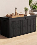 Huge 120 Gallon Resin Deck Box Weatherproof Outdoor Storage Bench Heavy Duty Lockable Container For Garden Tools Pool Gear Cushions and Patio Furniture Accessories