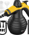 Powerful Handheld Steam Cleaner With 1050W Quick Heat In 3 To 5 Minutes, 230 F Pressurized Steam For 7 To 15 Minutes, No Chemicals Needed, 10 Accessories, Safety Lock, Ideal For Home Car Bathroom Shower Grout Window shown with accessories.
