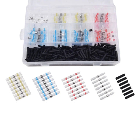 Top Notch 400 Piece Solder Seal Wire Connectors Kit With Heat Shrink Butt Terminals And Waterproof Sealing Sleeves For Automotive Marine Electronics Repair Using Color Coded Sizes To Keep Wiring Secure And Dry in organizer case