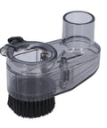 Slick Transparent CNC Router Dust Shoe For 45mm Spindle, clear plastic with vacuum port and nylon brush for sawdust collection.