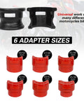 Universal Motorcycle Fork Seal Driver Kit with adapter sizes 35-50 mm, red plastic drivers, black steel bodies, dirt bikes