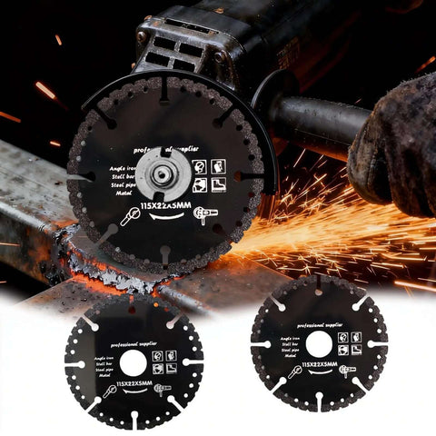 3 Pack 4.5 Inch Diamond Cutting Wheel For Angle Grinder Dry And Wet Use Heavy Duty Indestructible Disc in action on metal