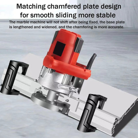 Heavy Duty 1800 Watt Electric Tile Bevel Cutter With 43 Degree Chamfering and Water Cooled Setup, showing chamfered plate design for stability.