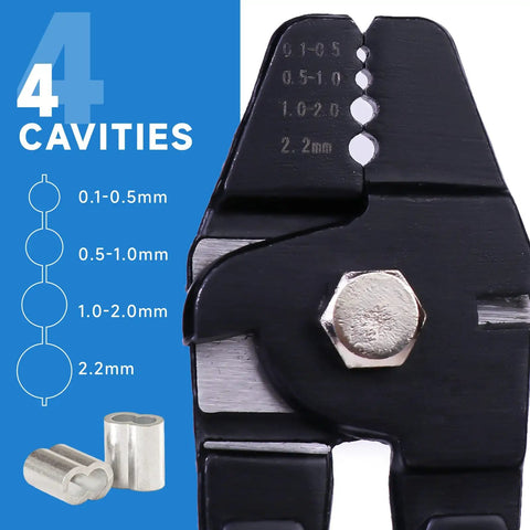 Heavy Duty Wire Rope Swager Tool Kit For Crimping Aluminum Ferrule Sleeves 0.1 To 2.2mm Includes 200 Pieces In Four Sizes