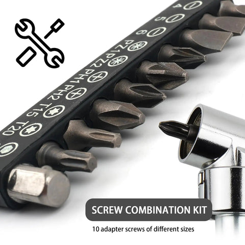 105 Degree Right Angle Drill Attachment Kit With 10 Screwdriver Bits Magnetic Hex For Tight Spaces Universal 90 Degree Drill Adapter For Home Repairs And Narrow Nooks And Crannies