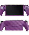 Dope Carbon Fiber Skin For PS5 Portal Remote Player Solid Purple Vinyl Wrap top and back view