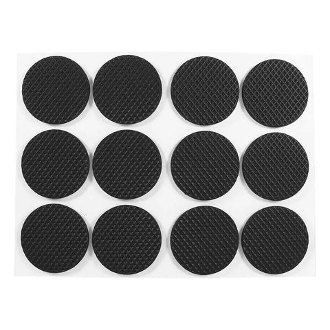 Self Adhesive Furniture Floor Protectors 12 Pack Round Rubber Pads For Wood Floors And Table Chairs Desk Surfaces Anti Scratch Cushions With Strong Adhesive Black