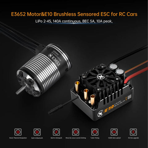High Torque Sensored Brushless Motor And E10 ESC Combo For RC Car, 2-3S LiPo Compatible, IP67 Waterproof, 4100KV