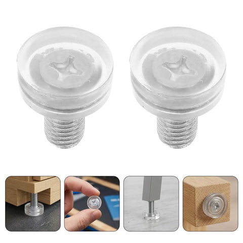 Close-up of 40 Pcs Adjustable Furniture Feet with threaded design, PVC and metal construction, 0.7 inch round screw in leveling legs