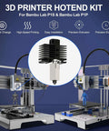 3D printer setup showing 2 Pack Beefed-Up Hotend Kit for P1P P1S 3D Printer Upgrade With Hardened Steel Nozzle