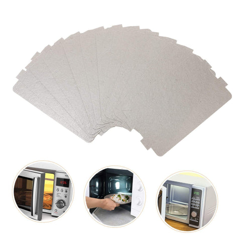 Microwave Waveguide Mica Sheets 12 Pack Heat Resistant Insulation Pads and Replacement Plate shown with microwaves in use