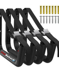 Heavy Duty Wall Mounted Kayak Rack Holds 120 Pounds Beast Mode Garage Saver With Versatile Hook Design angled view with straps and mounting hardware.