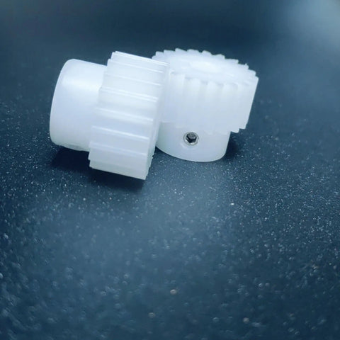 0.7 Module 17 Tooth Spur Gear Set With Step Profile Plastic 5mm Bore 13.3mm Diameter 12mm Thick Straight Teeth