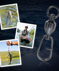 Six Ball Bearing Fishing Swivels And Snaps With Quick Change Clips For Trolling And Bass Fishing, Lure Swap In A Snap And Prevent Line Twists Under Heavy Loads, Smooth Operation For Saltwater And Freshwater Gear, black metal swivel