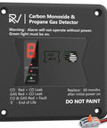 Top Rated Two In One Rv Carbon Monoxide And Propane Gas Leak Detector With A Slick 100Db Siren And Straightforward 12V Flush Mount Install, black unit with LED display and indicators.