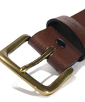 Men's Bridle Leather Belt With Classic Harness Buckle And Scratchless Design, Durable Full Grain Leather, Size 36, Double Snap Back