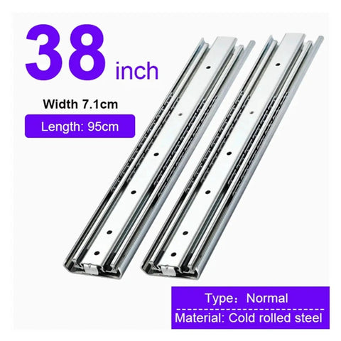 No Sweat Install Full Extension Drawer Slides For Cabinetry One Pair Side Mounted Ball Bearing Drawer Glides With Quick Release Clamps Smooth Glide Motion 38 inch metal drawer slides