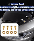 Luxury gold titanium windshield bolts set for Street Glide and Road Glide, high strength, corrosion resistant.