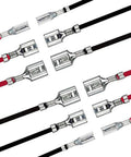 Thirty Piece Pack Female Speaker Wire Connectors With Pre Wired 18 Awg Red And Black Cables Nylon Sleeve Spade Terminals.
