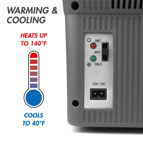 Portable 14 Liter Thermoelectric Cooler Warmer With 12 Volt DC Power For Car RV And Camping Use control panel showing heating and cooling settings.