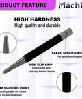 Close-up view of a single tool from the Set Of 5 Round Head Center Punches For Metal And Woodworking Projects with non-slip grip and metal tip.