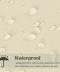 Waterproof Porch Swing Cover material showcasing water droplets on 600D Oxford fabric for outdoor swing chair protection.