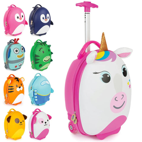 Tiny Trekker Kids Carry On Luggage With Underseat Compliance Airline Approved, Lightweight 3.3 Lbs, 17 Litre Wheeled Unicorn Holdall