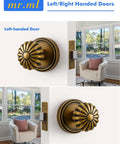Antique Brass Passage Door Knob For Interior Doors No Lock Needed, Vintage Aluminum Alloy Knob For Hallway Closet Kitchen Pantry, Left and Right Handed