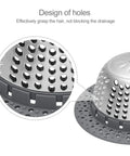 Close-up of Hair Catcher For Tub And Shower Drains, Dome Shaped Drain Protector, stainless steel holes, silicone rim detail.