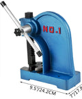 1 Ton Manual Arbor Press For Home Workshop, beefy heavy duty desktop cast iron with 4 and 5 eighths inch max height, side view