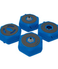 Multipurpose Project Blocks Set Four Hexagon Woodworking Blocks in blue for stable work surface, great for DIY and home improvement.