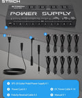 Ten Independent DC Outputs Guitar Pedal Power Supply For Effects with cords and cables; isolated rails for pedalboard.