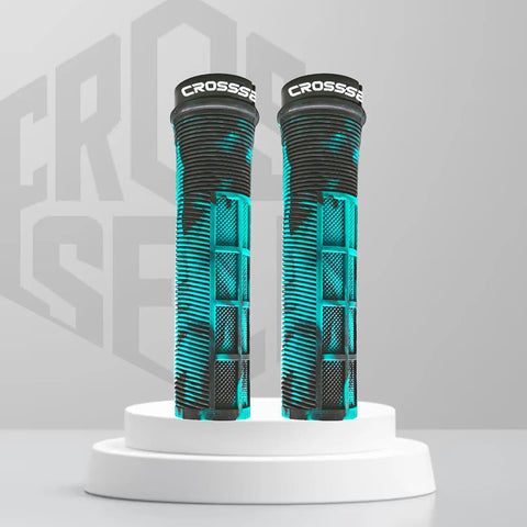 Dual Color Lock On MTB Grips For Mountain Bike BMX And E Bike Non Slip Shock Absorbing Grips For 22.2mm Bars in Sky Blue display