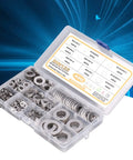 450Pcs Flat Washer Assortment Kit 304 Stainless Steel Washers M3 Through M16 in One Handy Set Rust Resistant for Automotive Electrical Marine DIY Projects and Heavy Duty Hardware Tasks