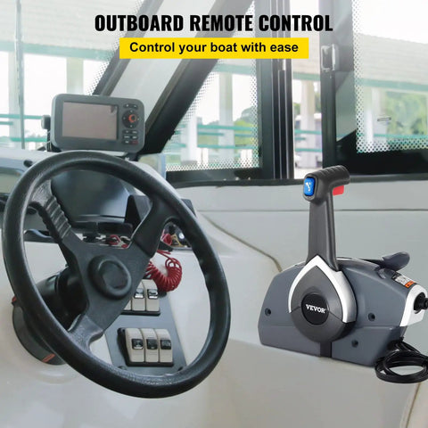Boat Throttle Control For Single Engine Outboard Remote With Side Mounted Binnacle Single Lever Key Switch And Lanyard on console