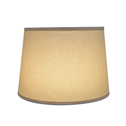 Transitional Empire Lamp Shade In Soft White Linen, 12 Inch Top By 14 Inch Bottom, 10 Inch High, Spider Fitter With Brass Hardware, Hardback Construction For Lamp Harp Attachment