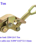 Beefy Wire Rope Cable Gripper Puller Tool, Heavy Duty Steel Cable Puller, 1 Ton Capacity, Carbon Steel Clamp Side View
