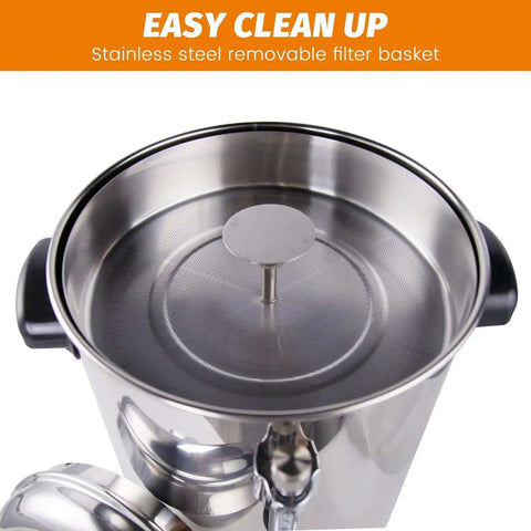 Top view of 65-Cup Commercial Coffee Urn with 10.5 Qt Capacity, 1250W Stainless Steel Percolator and removable filter.
