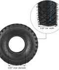 2 Pack 4.10/3.50-4 Tire Inner Tubes With Bent Valve Stem For Lawn Mowers showing tire diameter and width details