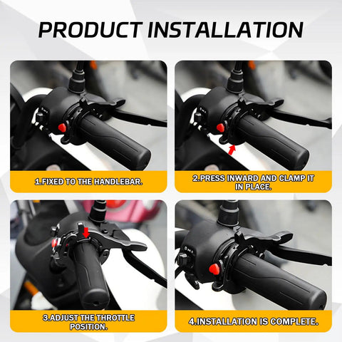 Rock Solid Motorcycle Cruise Control With Non Slip Adjustable Throttle Lock installed on handlebars step-by-step guide.