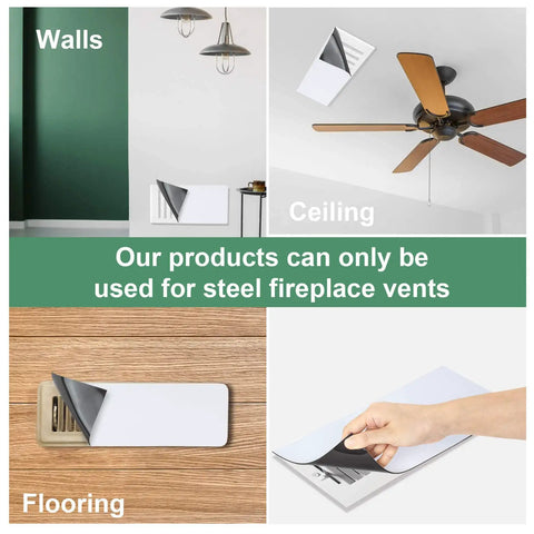 Magnetic Ceiling Vent Covers 3 Pack 5.5 x 12 Inch for metal vents in use on ceiling fan, wall, and floor vent with strong magnet hold.