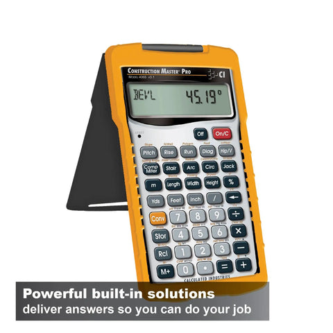 Do It All Construction Master Pro Calculator For Contractors And Builders With Feet Inch Fraction Math Quick Layouts Bids Estimates And Unit Conversions You Prefer shown in a side view with built-in solutions