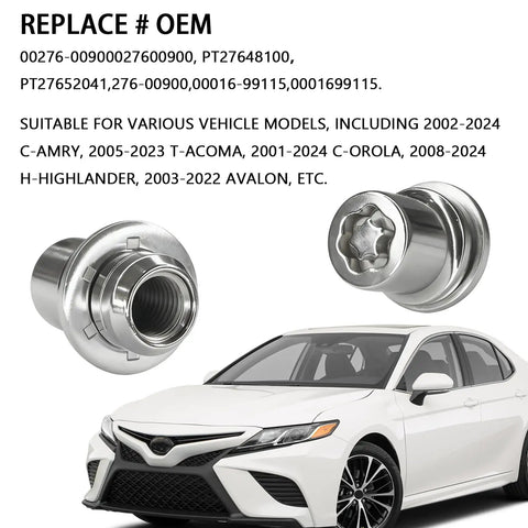 M12x1.5 Wheel Lock Lug Nuts Set 4 Pcs Anti Theft Chrome Locking Lug Nut Kit With 1 Key Replacement Chrome Wheel Locks Compatible