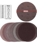 Top Shelf Nine Inch Mesh Sanding Discs With Hook And Loop Backing For Random Orbit Sanders Dust Free Anticlogging Polishing Paper 80 To 600 Grit Set shown with grit chart.