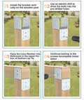 Heavy Duty 4x4 Post Bracket Kit For Wood Posts Pergolas Decks Porches Beams Made From Solid Carbon Steel 4mm Thick Built Tough For Superior Load Bearing Anti Bend Rigidity And Easy Install, 4x4 post bracket install steps