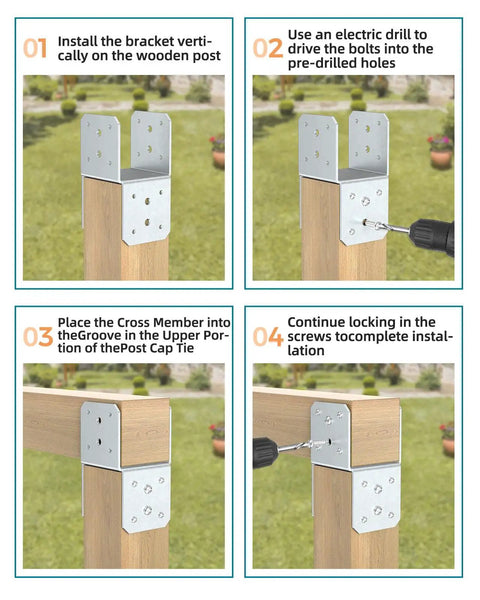 Heavy Duty 4x4 Post Bracket Kit For Wood Posts Pergolas Decks Porches Beams Made From Solid Carbon Steel 4mm Thick Built Tough For Superior Load Bearing Anti Bend Rigidity And Easy Install, 4x4 post bracket install steps
