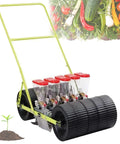 Hand Pushed Vegetable Planter For 3 4 5 6 Row Gardens And Fields, Precise Seed Sowing Machine with 5 seed compartments and wheels
