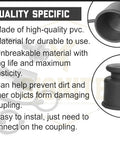 Black ISO 16028 hydraulic quick-disconnect dust caps and female plug covers, 2-pack for skid-steer couplers.