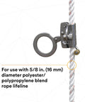 Protecta Rope Grab For 5/8-Inch Polyester And Polypropylene Lifeline Silver Mobile Follower Design With Cam Locking System