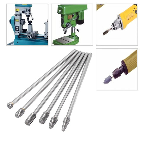 Badass Tungsten Carbide Cylinder Head Porting Kit With Die Grinder Rotary Burr Bits, six tungsten burrs for tough grinding.